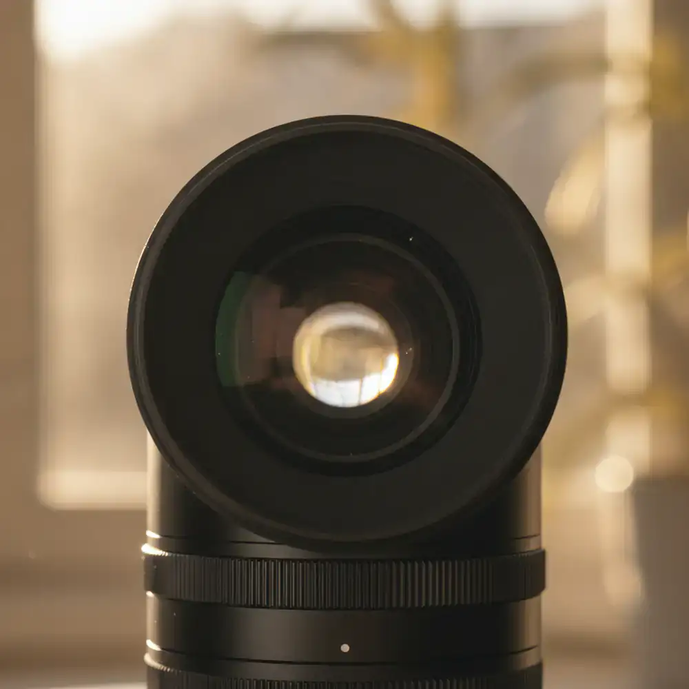 Close up view of a camera lens