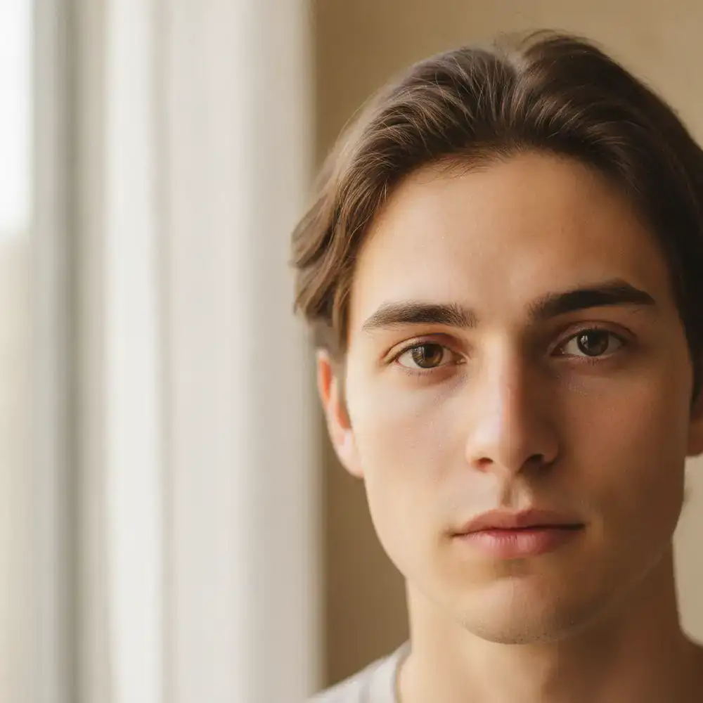 Close up portrait illuminated by window light