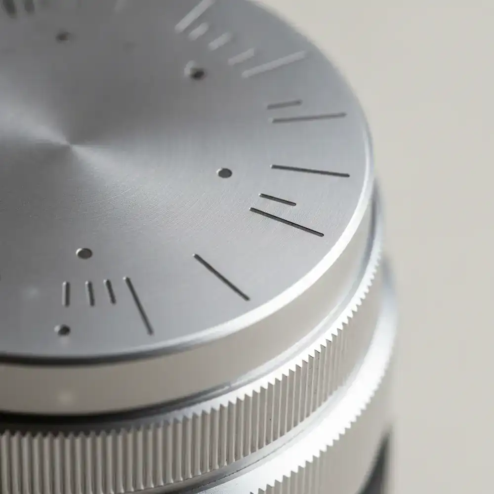 Close up of a camera lens dial